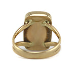 H. Cortez - Navajo - Fire Agate, Diamond, and 14K Gold Bolo Tie and Ring Set c. 1960-70s