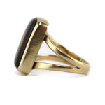 H. Cortez - Navajo - Fire Agate, Diamond, and 14K Gold Bolo Tie and Ring Set c. 1960-70s