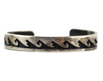 Lawrence "Larry" Pooyouma (d. 1991) - Hopi Crafts - Silver Overlay Bracelet with Pictorial Design c. 1960s, size 6.25