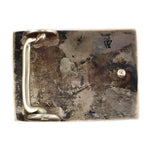 Navajo - Turquoise Inlay and Silver Overlay Belt Buckle with Deer Pictorial c. 1970s, 1.125" x 1.5"