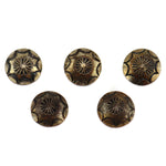 Group of 5: Navajo - Silver Buttons with Stamped Design c. 1950s, 0.5" diameter