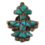 Zuni - Turquoise Channel Inlay and Silver Knifewing Pin c. 1930s, 1.25" x 1"