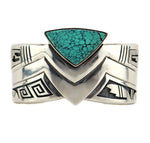 Roy Talaheftewa (b. 1955) - Hopi - Turquoise and Sterling Silver Overlay Bracelet with Pictorial Design c. 1980-90s, size 7