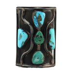 Navajo - Turquoise, Silver, and Leather Ketoh c. 1940-50s, 7.75" length