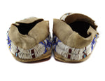 Sioux Beaded Leather Moccasins c. 1890s, 2.25" x 3.5" x 9.5"