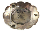 Mike Davis - Navajo - Turquoise and Silver Buckle with Stamped Designs c. 1980s, 2.875" x 3.5"