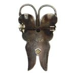 Toadlena Trading Post - Navajo - Turquoise and Silver Butterfly Pin with Stamped Designs c. 1950-60s, 1.5" x 1"