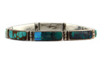Fernando Benally - Navajo - Multi-Stone and Sterling Silver Link Bracelet c. 1990s, 7.25" length