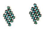 Zuni - Turquoise Petit Point and Silver Post Earrings c. 1930-40s, 1.25" x 0.75"