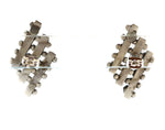 Zuni - Turquoise Petit Point and Silver Post Earrings c. 1930-40s, 1.25" x 0.75"