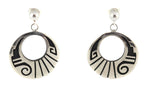 Weaver Selina (b. 1945) - Hopi - Contemporary Sterling Silver Overlay Post Earrings, 1.375" x 1"