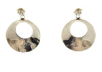 Weaver Selina (b. 1945) - Hopi - Contemporary Sterling Silver Overlay Post Earrings, 1.375" x 1"