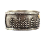Cordell Pajarito - Santo Domingo (Kewa) - 14k Gold and Silver Tufacast Bracelet with Cornstalk Design c. 2025, size 7