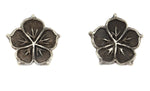 Joel Pajarito - Santo Domingo (Kewa) - Silver Tufacast Post Earrings with Flower Design c. 2025, 1.25" x 1.25"