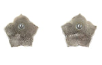 Joel Pajarito - Santo Domingo (Kewa) - Silver Tufacast Post Earrings with Flower Design c. 2025, 1.25" x 1.25"