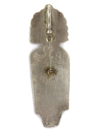 Anthony Lovato (b. 1958) - Santo Domingo (Kewa) - Turquoise and Silver Waterbearer Pin/Pendant with Thunder and Corn Pictorial Design c. 2025, 4.25" x 1.375"