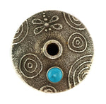 Joel Pajarito - Santo Domingo (Kewa) - Contemporary Turquoise and Silver Tufacast Seed Jar with Dragonfly Design, 1" x 1.75"