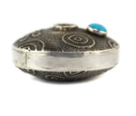 Joel Pajarito - Santo Domingo (Kewa) - Contemporary Turquoise and Silver Tufacast Seed Jar with Dragonfly Design, 1" x 1.75"
