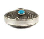 Joel Pajarito - Santo Domingo (Kewa) - Contemporary Turquoise and Silver Tufacast Seed Jar with Dragonfly Design, 1" x 1.75"