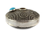 Joel Pajarito - Santo Domingo (Kewa) - Contemporary Turquoise and Silver Tufacast Seed Jar with Dragonfly Design, 1" x 1.75"