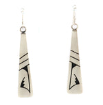 Elmer Satala, Jr. - Hopi - Contemporary Sterling Silver French Hook Earrings, 2.75" x 0.5"