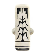 Elmer Satala, Jr. - Hopi - Contemporary Sterling Silver Overlay Ring with Cornstalk Design, size 6.5