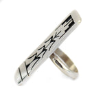 Elmer Satala, Jr. - Hopi - Contemporary Sterling Silver Overlay Ring with Cornstalk Design, size 6.5