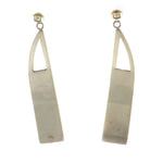 Hale Kahe - Hopi - Contemporary Sterling Silver Overlay Post Earrings, 2.625" x 0.5"