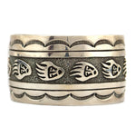 Sampson Gray - Navajo - Contemporary Sterling Silver Overlay Bracelet with Bear Paw Pictorials, size 7.25