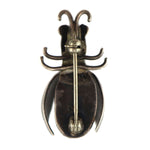 Navajo - Turquoise and Silver Bug Pin with Stamped Designs c. 1950-60s, 1.25" x 0.625"