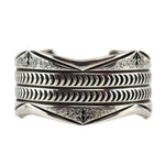 Fidel Bahe (b. 1949) & Rocking Horse Ranch Shop - Navajo - Sterling Silver Sandcast Bracelet with Stamped Design c. 1980s, size 6.375