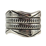 Fidel Bahe (b. 1949) & Rocking Horse Ranch Shop - Navajo - Sterling Silver Sandcast Bracelet with Stamped Design c. 1980s, size 6.375
