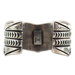 Fidel Bahe (b. 1949) & Rocking Horse Ranch Shop - Navajo - Sterling Silver Sandcast Bracelet with Stamped Design c. 1980s, size 6.375