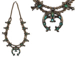 Navajo - Turquoise and Silver Squash Blossom Necklace c. 1950-60s, 28" length