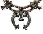 Navajo - Turquoise and Silver Squash Blossom Necklace c. 1950-60s, 28" length