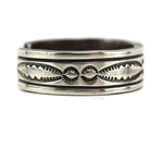 Orville Tsinnie (1943-2017) - Navajo - Heavy Sterling Silver Bracelet with Stamped Design c. 1970-80s, size 7