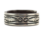 Orville Tsinnie (1943-2017) - Navajo - Heavy Sterling Silver Bracelet with Stamped Design c. 1970-80s, size 7