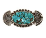 Perry Shorty (b. 1964) - Navajo - Turquoise and Silver Pin c. 1980s, 1.125" x 2.375"