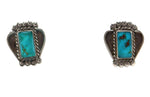 Navajo - Blue Gem Turquoise and Silver Post Earrings c. 1950-60s, 0.75" x 0.625"