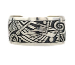 Jason Takala, Sr. - Hopi - Contemporary Sterling Silver Overlay Bracelet with Pictorial Design, size 7