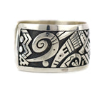 Jason Takala, Sr. - Hopi - Contemporary Sterling Silver Overlay Bracelet with Pictorial Design, size 7