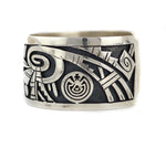 Jason Takala, Sr. - Hopi - Contemporary Sterling Silver Overlay Bracelet with Pictorial Design, size 7