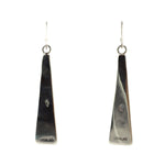 Elmer Satala (b. 1968) - Hopi - Contemporary Sterling Silver Overlay French Hook Earrings with Person Pictorial, 2.5" x 0.5"