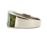 Veronica Benally - Navajo - Contemporary Turquoise and Spiny Oyster Channel Inlay and Sterling Silver Ring, size 5