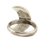Hope Benally - Navajo - Contemporary Jet and Mother of Pearl Channel Inlay and Sterling Silver Crescent Ring, size 7