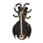 Navajo - Turquoise and Silver Bug Pin with Stamped Designs c. 1960-70s, 1.125" x 0.625"