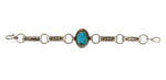 Joel Pajarito (b. 1984) - Santo Domingo (Kewa) - Contemporary Kingman Turquoise and Silver Chain Bracelet with Stamped Design, 8" length