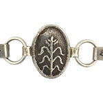 Joel Pajarito (b. 1984) - Santo Domingo (Kewa) - Contemporary Kingman Turquoise and Silver Chain Bracelet with Stamped Design, 8" length