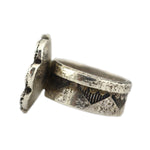 Cordell Pajarito (b. 1988) - Santo Domingo (Kewa) - Contemporary Silver Tufa Cast Flower Ring, size 8