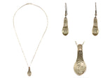 Alfred Seaweed (1949-2020) - Kwakiutl First Nations - Silver Engraved Spoon Pendant and French Hook Earrings Set c. 1990s